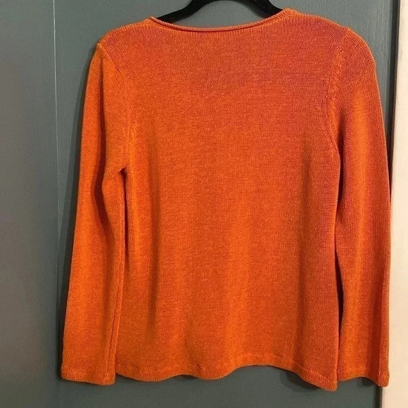 J. McLaughlin orange v neck sweater - cotton blend - light weight - medium - Picture 6 of 6